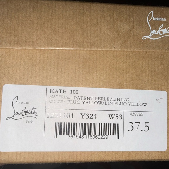 Christian Louboutin Neon Yellow Patent Leather Pointed-Toe Pump with Red Sole - Picture 3 of 3